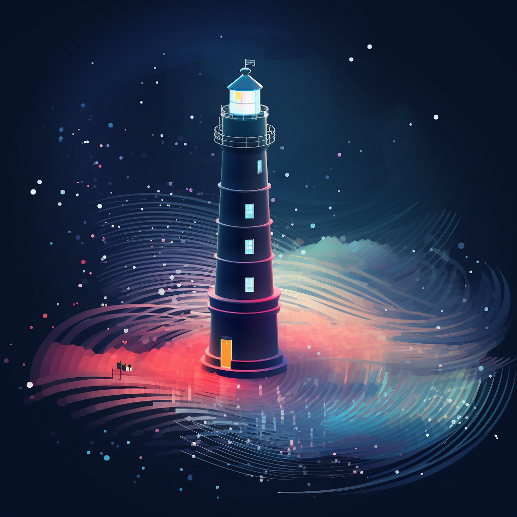 Lighthouse constructed from pixels and code