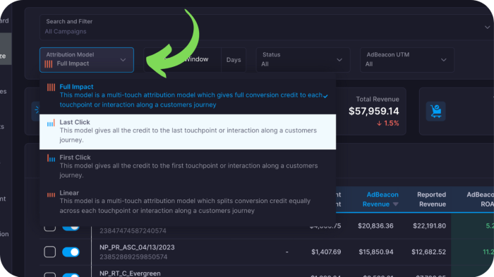 marketing attribution models with adbeacon